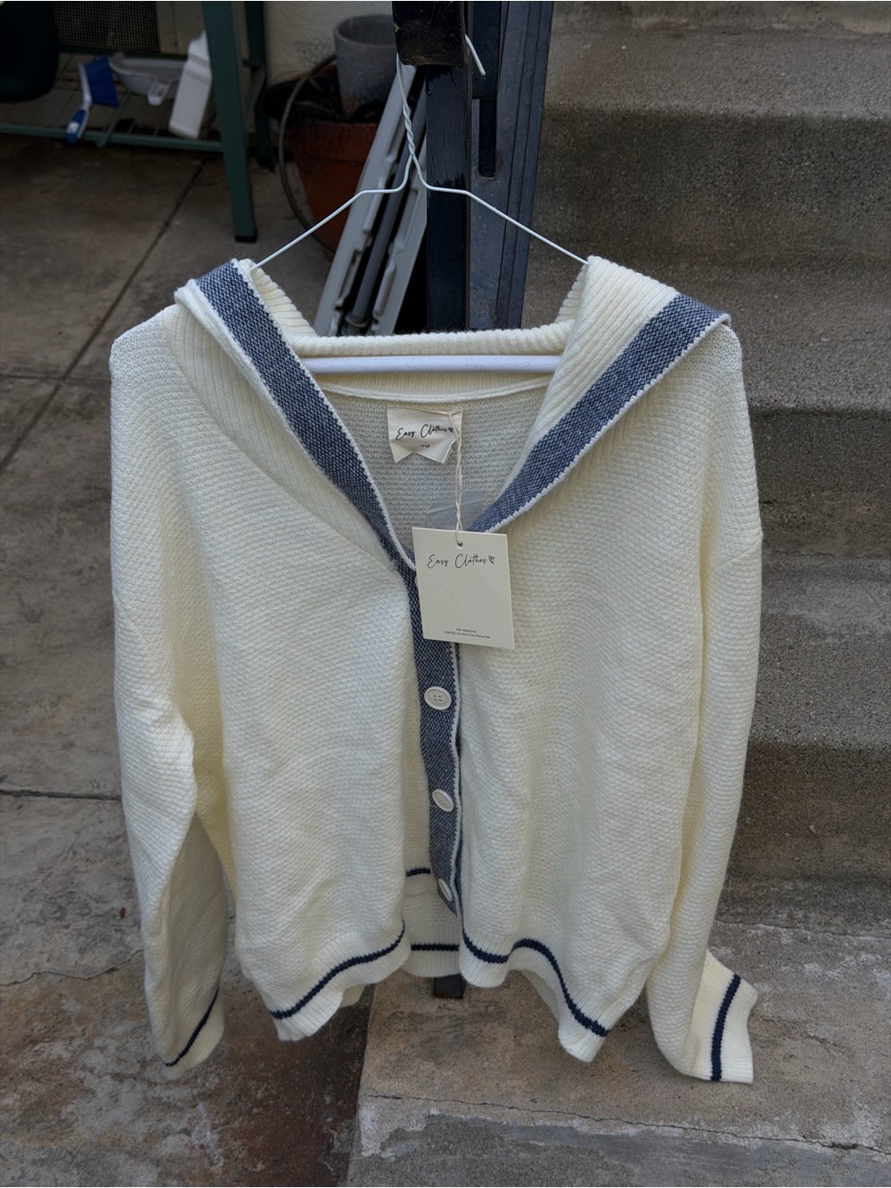 NWT Cream Sailor-Collar Knit Sweater